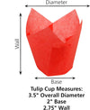 611102 Tulip Cup Cupcake Wrapper/Baking Cup, 2" Diameter X 3-1/2" Height, Small, Red (10 Packs of 250)