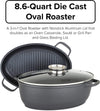 Culinary 3-In-1 8.6 Qt Die Cast Oval Roaster with Glass Basting Lid, Gray