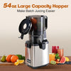 Cold Press Juicer Machines, Slow Masticating Juicers with 5.3" Large Feed Chute Fit Whole Fruits & Vegetable Easy Clean Self Feeding Juice Extractor,Tritan Material BPA Free 250W,Stainless Steel