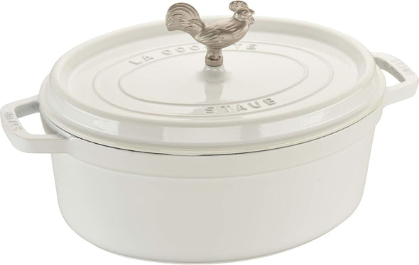 Cast Iron Dutch Oven 5.75-Qt Coq Au Vin Cocotte, Made in France, Serves 5-6, White