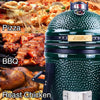 Ceramic Kamado Charcoal BBQ Grill and Smoker, Stainless Steel Grates -15" Ceramic with Tall Stand (GREEN)