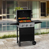 3 Burner BBQ Propane Gas Grill, Stainless Steel 30,000 BTU Patio Garden Barbecue Grill with Two Foldable Shelves