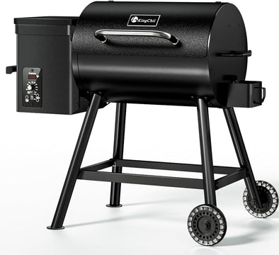 Electric Wood Pellet Grill & Smoker, 456 SQ.IN Grill Capacity, with PID Temperature Control (180-425°F) for Backyard Camping Bake and Roast, Black