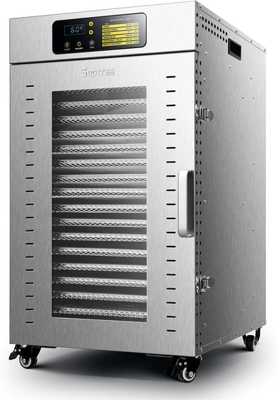 Commercial Food Dehydrator 18 Trays, 1500W Large Capacity 32.6Ft² Food Dryer Machine for Jerky, Meat, Fruit, Herbs, Full Stainless Steel Industrial Dehydrater Biltong Maker