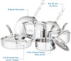 Culinary 3-Ply Stainless Steel Cookware Set with Metal Lids, 10 Piece, Dishwasher, Oven Safe, Works on All Cooktops Including Induction