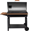 ® Outlaw Charcoal Grill and Smoker with Cast Iron Grates, Warming Rack, Premium Wood Shelves and 950 Cooking Square Inches in Black, Model 2137