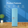 GLR74BBER12 Retro Refrigerator with Bottom Mount Freezer Frost Free, Dual Door Fridge, Adjustable Electrical Thermostat Control, 7.4 Cu Ft, Blue