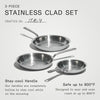 Cookware - 3-Piece (Includes 8",10",12") Stainless Frying Pan Set - 5 Ply Stainless Clad - Professional Cookware - Crafted in Italy - Induction Compatible