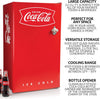 Nostalgia Coca-Cola Refrigerator with Freezer, 3.2 Cu. Ft., Adjustable Temperature Cools as Low as 32 Degrees, Bottle Opener, Ice Cube Tray, Scraper Included, Red