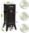 COS-244 Vertical Propane Smoker with Temperature & Smoke Control, Four Removable Shelves, 36", Black