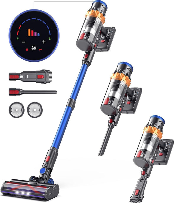 Cordless Vacuum Cleaner, 550W/45Kpa Stick Vacuum with Touch Screen, MAX 65Mins Runtime Vacuum Cleaner for Home, Anti-Tangle & Auto Mode, Wireless Vacuum for Pet Hair Carpet Hardwood Floor