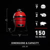 Joe Jr 13.5-Inch Portable Ceramic Charcoal Grill with Grill Stand, Stainless Steel Cooking Grate, Heat Deflectors and Ash Tool in Red, Model KJ13RH