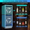 Dual Zone Wine Fridge Freestanding 154 Bottle, 24 Inch Large Capacity Built-In Wine Cooler Refrigerator with Upgraded Compressor Cooling and Intelligent Temperature Memory