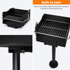 Park-Style Charcoal Grill, Heavy Duty Steel Outdoor BBQ Park Grill with Stainless Steel Cooking Grate and Post for Backyard or Camping, Black