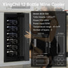 12 Bottle Thermoelectric Wine Cooler Refrigerator Advanced Cooling Technology, Stainless Steel & Tempered Glass for Red Wine, Champagne for Home, Kitchen, or Office