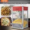 Commercial Popcorn Machine, 12 Oz Kettle, 1440 W Countertop Popcorn Maker for 80 Cups per Batch, Theater Style Popper with 3-Switch Control Steel Frame Tempered Glass Doors 1 Scoop 2 Spoons, Red