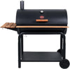 ® Outlaw Charcoal Grill and Smoker with Cast Iron Grates, Warming Rack, Premium Wood Shelves and 950 Cooking Square Inches in Black, Model 2137