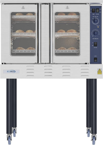 38 In. Full-Size Single Deck Commercial Natural Gas Convection Oven 54,000 BTU with Casters in Stainless-Steel (KM-CCO54-NGC)