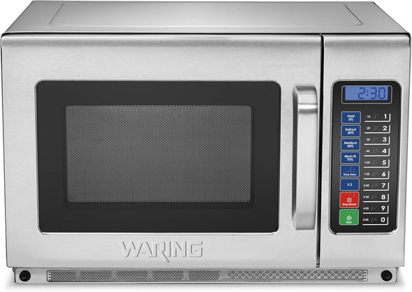 Commercial WMO120 Heavy Duty Microwave Oven, 1.2 Cubic Feet, 10 Programmable Memory Settings, 5 Power Levels, Stainless Steel Construction, 208/230V, 1800W Dual Magnetrons, 6-15 Phase Plug