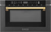 Autograph Edition 24" 1.2 Cu. Ft. Built-In Microwave Drawer in Black Stainless Steel and Polished Gold Accents