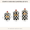 Enamel Canister Set, Small (38 Oz.), Medium (48 Oz.), and Large (64 Oz.) Kitchen Containers, Black-And-White Courtly Check