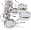 Everclad Stainless Steel Cookware 12 Piece Pots & Pans Set, All Stovetops & Induction, Oven Safe to 600°F, Tri-Ply Commercial-Grade, C99012