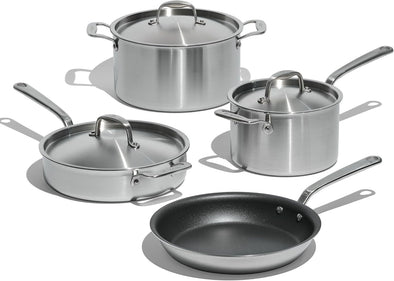 Cookware - 7 Piece Procoat Non Stick Pot and Pan Set (Graphite) - 5 Ply Stainless Clad - Includes Stock Pot, Saute Pan, Saucepan, and Frying Pan - Professional Cookware - Crafted in Italy