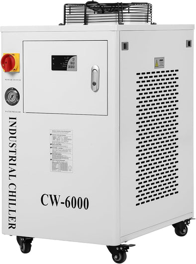 15L Industrial Water Chiller 0.73Hp 8.7Gpm CW-6000 Water Cooling System Water Cooler for CO2 Engraving Cutting Machine, Cools 9125 Btu/Hour