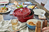 Casserole Dish round with Lid 24 Cm 2.8 L with Matte Black Enamel inside the Pot 3.8 Litres Bordeaux Red