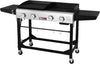 GD401 Portable Propane Gas Grill and Griddle Combo with Side Table | 4-Burner, Folding Legs,Versatile, Outdoor | Black 66 Inch