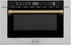 Autograph Edition 24" 1.2 Cu. Ft. Built-In Microwave Drawer with a Traditional Handle in Stainless Steel and Champagne Bronze Accents