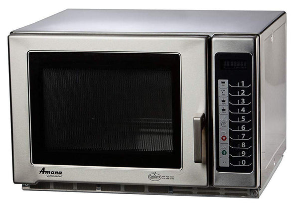 RFS12TS Medium Duty Stainless Steel Commercial Microwave with Push Button Controls - 120V, 1200W