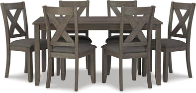 Caitbrook Rustic 7 Piece Dining Set, Include Table and 6 Chairs, Gray