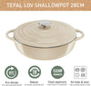 LOV Enamelled Cast Iron Shallow Casserole Dish with Lid, 28Cm, 3.8L, Dutch Oven, All Hob Types, Cast Iron Pot, Cooking Pots, Dishwasher Safe, Cream, E2597204