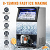 Commercial Ice Maker Machine, 120Lbs/24H with 30Lbs Storage Bin, 40Pcs Ice Cubes 6Mins, 2-Way Add Water under Counter Freestanding Ice Maker Commercial for Home Bar Office