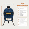 Ceramic Charcoal Kamado Grill - Tabletop 5-In-1 Charcoal BBQ Smoker - 9.8" Stainless Steel Grid - Egg Shaped Ceramic Outdoor Heavy Duty Char Broil Barbecue Grill for Smoking, Grilling, Baking