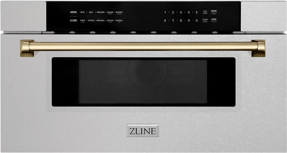 Autograph Edition 30" 1.2 Cu. Ft. Built-In Microwave Drawer in Fingerprint Resistant Stainless Steel with Champagne Bronze Accents