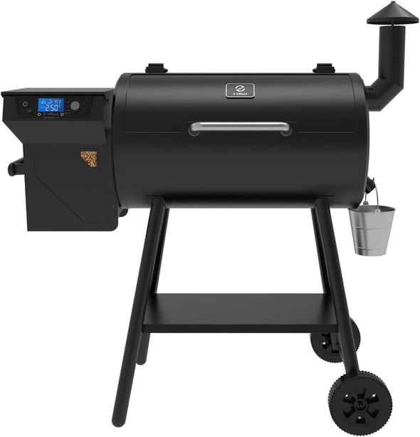 ZPG 550B2 2024 Upgrade Wood Pellet Smoker, 8 in 1 BBQ Grill with Latest PID Technology LCD Controller, Auto Temperature Control, Meat Probe, 553 Sq in Black