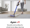 V11 Cordless Stick Vaccum, Large, Nickel/Blue