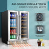 Wine and Beverage Refrigerator, 24 Inch Dual Zone Wine Cooler with Glass Door Hold 21 Bottles and 88 Cans, Built in or under Counter Wine Fridge with Blue LED Light