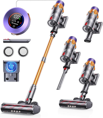 Cordless Vacuum Cleaner, 550W 45KPA 60Mins Cordless Stick Vacuum Cleaner with Touch Screen, Wall Mount Charging, Self-Standing, Handheld Vacuum Cleaners for Home/Pet Hair/Carpets/Hard Floors(X7A)