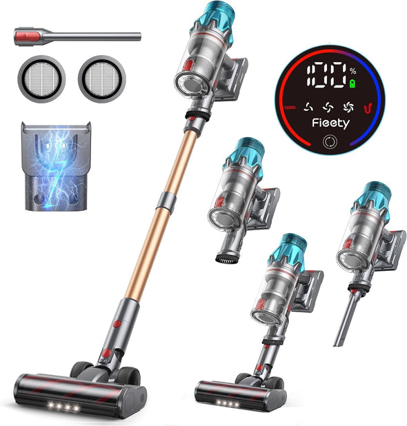 Cordless Vacuum Cleaner 550W/45Kpa, Stick Vacuum Cleaners 60 Mins Max Runtime with Charging Dock, Self-Standing Handheld Vacuum with Touch Display, 6-In-1 Vacuum Cleaner for Carpet/Hard Floor/Pet Hair