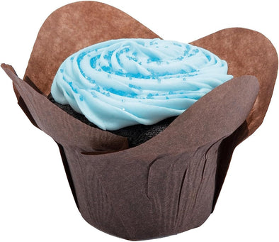 611114 Lotus Cup Cupcake Wrapper/Baking Cup, 2" Diameter X 2-3/4" Height, Large, Chocolate (10 Packs of 250)