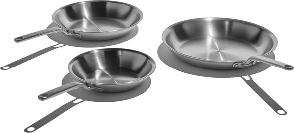 X Eater 3 Piece Fry Pan Set | Made in USA | 5-Ply Fully Clad Stainless Steel Pan | Stay Cool Handle Design | Induction Ready & Non-Toxic Pan