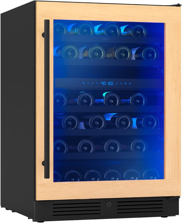 Presrv 24 Inch Wine Fridge Dual Zone Panel Ready under Counter - Wine Cooler Cellars Small Cabinet Wine Refrigerator Home Bar Chiller Freestanding ENERGY Star Certified, 45 Bottles