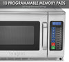 Commercial WMO120 Heavy Duty Microwave Oven, 1.2 Cubic Feet, 10 Programmable Memory Settings, 5 Power Levels, Stainless Steel Construction, 208/230V, 1800W Dual Magnetrons, 6-15 Phase Plug