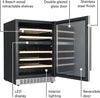 46 Bottle Luxury Wine Cooler & Beverage Refrigerator, Built in or Free-Standing, Dual Zone, Stainless Steel with Reversible Glass Door, Beech Wood Shelves and LED Display Touchpad