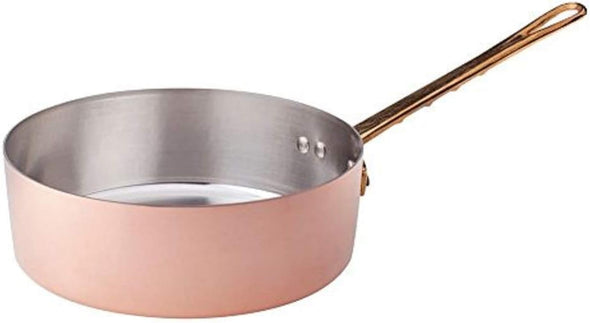 ALCM107M24 Low Tin-Plated Hammered Copper Casserole with 1 Brass Handle, 24 Cm