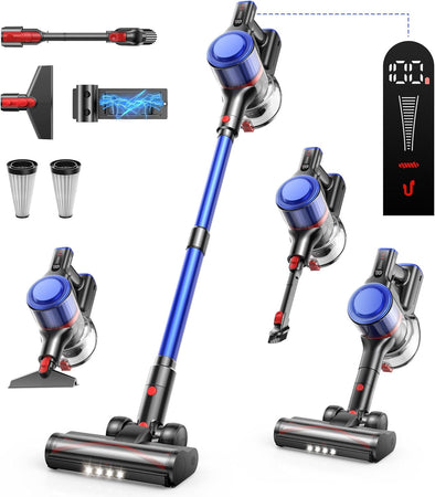 Cordless Vacuum Cleaner 40Kpa, 450W Stick Vacuum Cleaner, up to 55 Mins Runtime, Self-Standing Vacuum Cleaner with Wall Mount Charging, Scented Card, for Furniture, Carpet, Pet Hair, Hard Floor