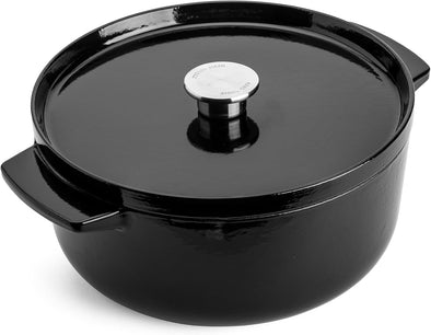 Cast Iron Ø 26Cm/5.2 Litre Casserole with Lid, Robust & Durable,Searing,Browning or Frying,Pfas-Free Enamel Interior,Induction,Ergonomic Handle,Oven Safe up to 260°C,Onyx Black